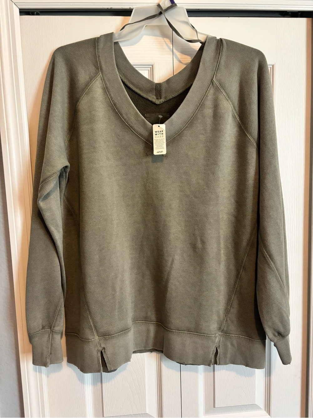 Aerie Olive Green V-Neck Pullover